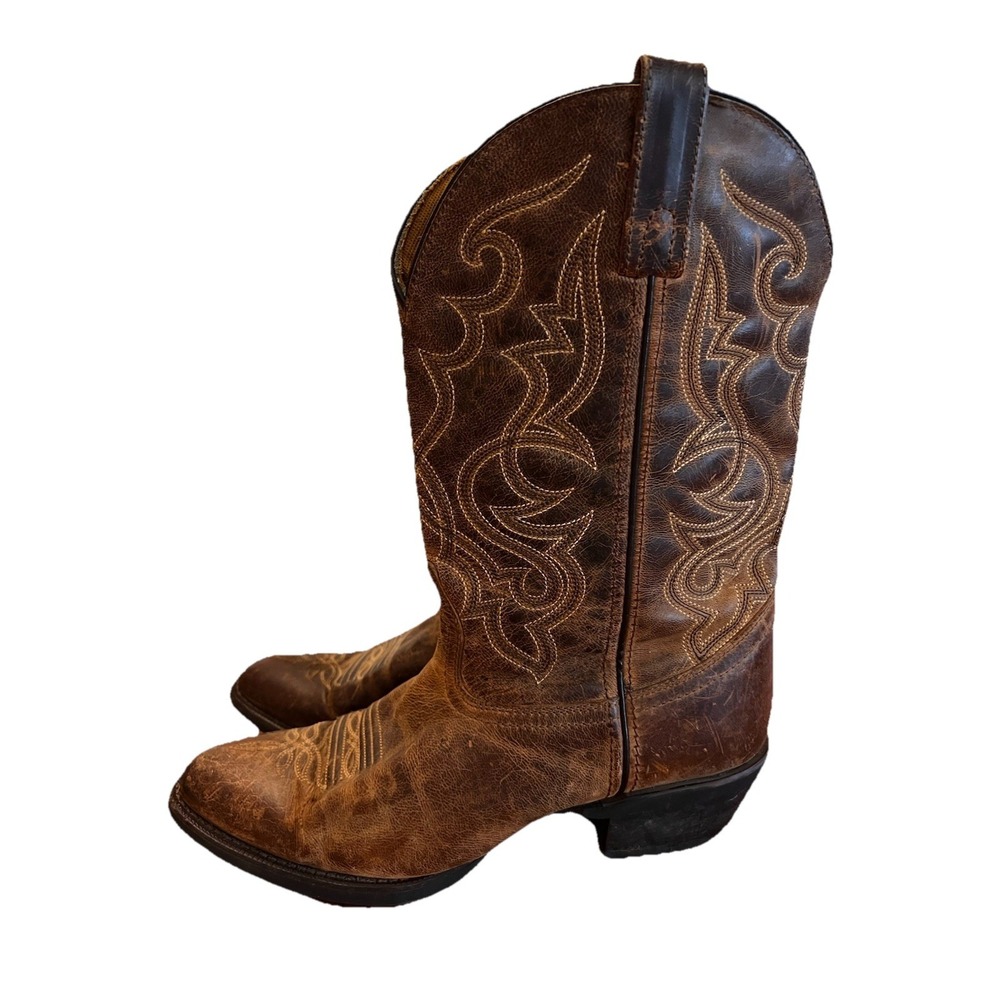 Laredo Cowboy Maddie Boots Tan Distressed Round Toe Western Women's  9 M